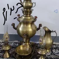 سماور های برنجی مسی ذغالی اجناس قدیمی در محل