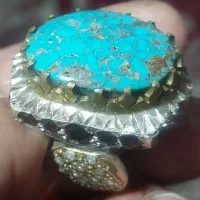 انگشتر فیروزه نیشابور رگه طلایی