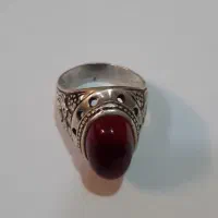 انگشتر نقره/مردانه/یاقوت/رکاب/نگین