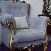 مبل هفت نفره وپرده شاین کارشده کنسول واینه شمعدونی|مبلمان خانگی و میز عسلی|گلستان (تهران), |دیوار