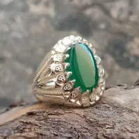 انگشتر عقیق سبز رکاب نقره طرح زنجان