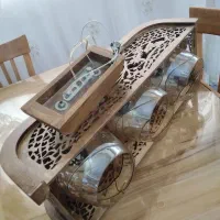 لوستر چوبی سه لامپه ساعت دیواری گل وگلدان