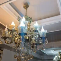 لوستر برنجی پنج شاخه ده شعله