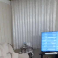 دو قواره پرده ساتن زیبا طرح ترنج رنگ سفید نباتی