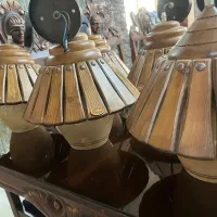 شش عدد لوستر سقفی کلاسیک چوبی با حباب شامپاینی|لوستر و چراغ آویز|کرمان, |دیوار