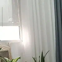 پرده   حریر با آستر سفید ساده پانچ ارتفاع ۳متر