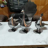 طاووس و گنجشک عَلَم تمام چکشی دست ساز