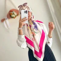 روسری ابریشم توییل گل لاله|لباس|اصفهان, دستگرده|دیوار