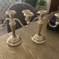یک جفت شمعدان انتیک وتی ست سیلور پلیت وشکر پاش