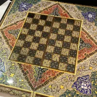 تخته نرد خاتم کاری اصفهان سایز ۵۰ داخل صدفی