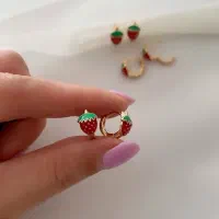 گوشواره توت فرنگی ژوپینگ|بدلیجات|تبریز, |دیوار