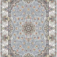 فرش ماشینی مدرن طرح وینتیج ترک با رنگ طوسی