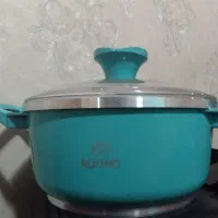 سرویس قابلمه 12 نو تابه چدن گرانیت ابی فیروزه شیشه
