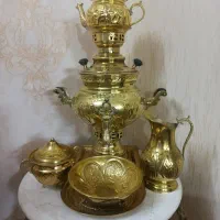 سماور برنز کامل شش تیکه سالم در حد نوغ