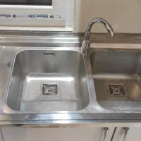 کابینت MDF نو + هود و سینک استیل (فقط نصب شده)|مصالح و تجهیزات ساختمان|قائمشهر, |دیوار