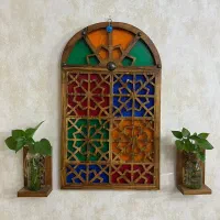 صندوقچه وپنجره سنتی به همراه دوعدد شمعدان|صنایع دستی و سایر لوازم تزئینی|دورود, |دیوار