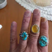 ۳عدد انگشتر نقره ،۲تاش سنگ فیروزه،یکی باباقوری|جواهرات|بروجرد, |دیوار