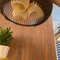 لوستر چوبی آویز چوبی سه حباب