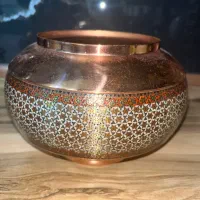 ظرف مسی خاتم کاری|صنایع دستی و سایر لوازم تزئینی|کیش, |دیوار