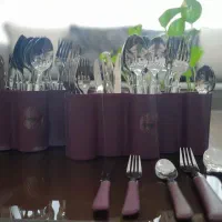 سرویس 60 تایی قاشق چنگال نو برندonix دسته چرمی