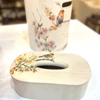 سطل و جا دستمال چوبی