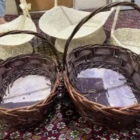 ۳ عددسبدعروس شیشه ای۲عدد سبد حصیری۱ عدد پارچه عقد|صنایع دستی و سایر لوازم تزئینی|تهران, خزانه|دیوار