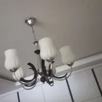 لوستر پنج شاخه چوب و استیل زیبا و سالم
