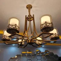 لوستر ۶ شعله جفت برنزی