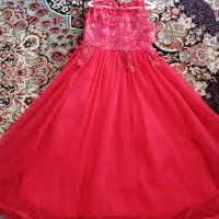 لباس مجلسی قرمز فنر دار