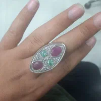 انگشتر نقره یاقوت و برلیانس