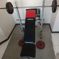 میز هالتر و میله هالتر و 4 تا وزنه 10 کیلویی