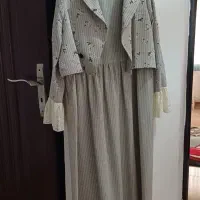 پیراهن بلند دو تیکه استین دانتل