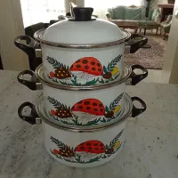 ست سه تیکه قابلمه لعابی