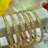 النگو اماراتی فیروزه ای سایز۲ مشابه طلا نو