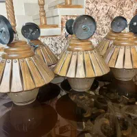 شش عدد لوستر سقفی کلاسیک چوبی با حباب شامپاینی
