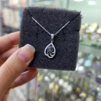 پلاک زنجیر نگین تانزانیت نقره اصل