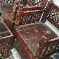 دو عدد صندلی سنتی چوب روس با میز|صندلی و نیمکت|قم, نیروگاه|دیوار