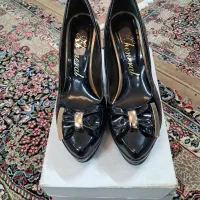 کفش مجلسی مشکی سایز ۳۷ پاشنه بلند تمیز و نو