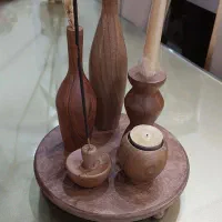 تزیینی چوبی۶ تکه همراه با شمع