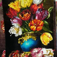 تابلو فرش گل روز زن