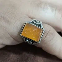 رکاب انگشتر نقره مردانه عقیق یمنی پرتقالی