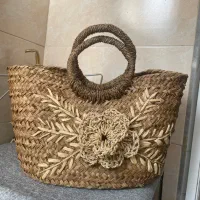 ساک حصیری گل برجسته