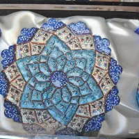 ست میناکاری بشقاب و گلدون زیبا و عتیقه