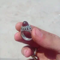 انگشتر عقیق کله قندی کهنه رکاب رکاب دو مهر طهران