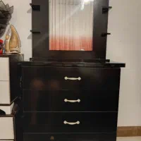 کمد چوبی رنگ مشکی کشو دراور و آیینه ریلی
