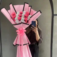 باکس نوزادی هدیه مناسبت عروسکی خرس دسته گل