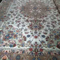 فرش تک و جفت ۹متر دستباف طرح تبریز خطیبی گل ابریشم|فرش|تهران, دریاچه شهدای خلیج فارس|دیوار