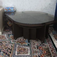 میز عسلی چوب و شیشه