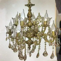 یک جفت لوستر ۴شاخه ۸شعله برنجی|لوستر و چراغ آویز|تهران, آبشار تهران (دریاچه)|دیوار