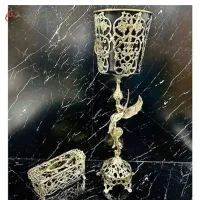 سطل زباله با دستمال کاغذی  برنجی